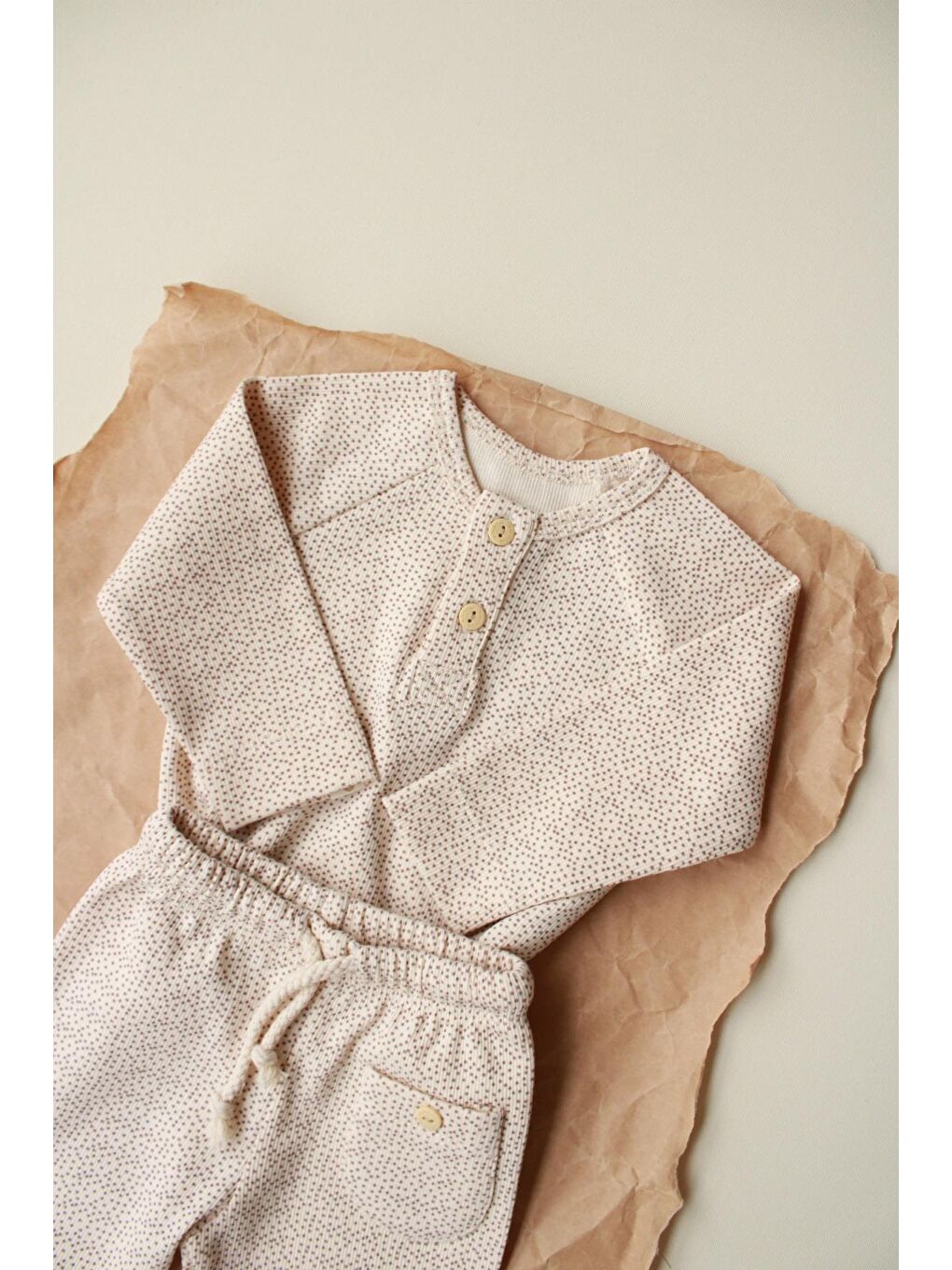 Bej Taş Unisex Cepli Omuz Patlı Alt Üst Takım-7