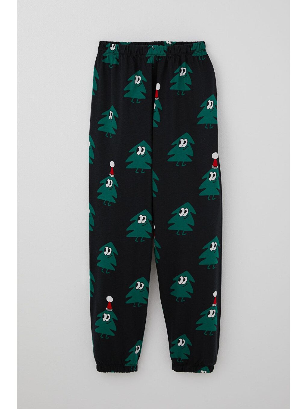 Erkek Çocuk Pijama Takımı Yılbaşı Temalı Gülümseyen Zıp Zıp Çamlar Siyah (4 Yaş)-2