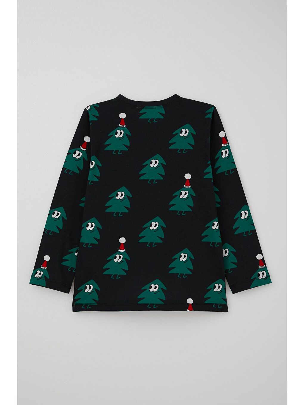 Erkek Çocuk Pijama Takımı Yılbaşı Temalı Gülümseyen Zıp Zıp Çamlar Siyah (4 Yaş)-3