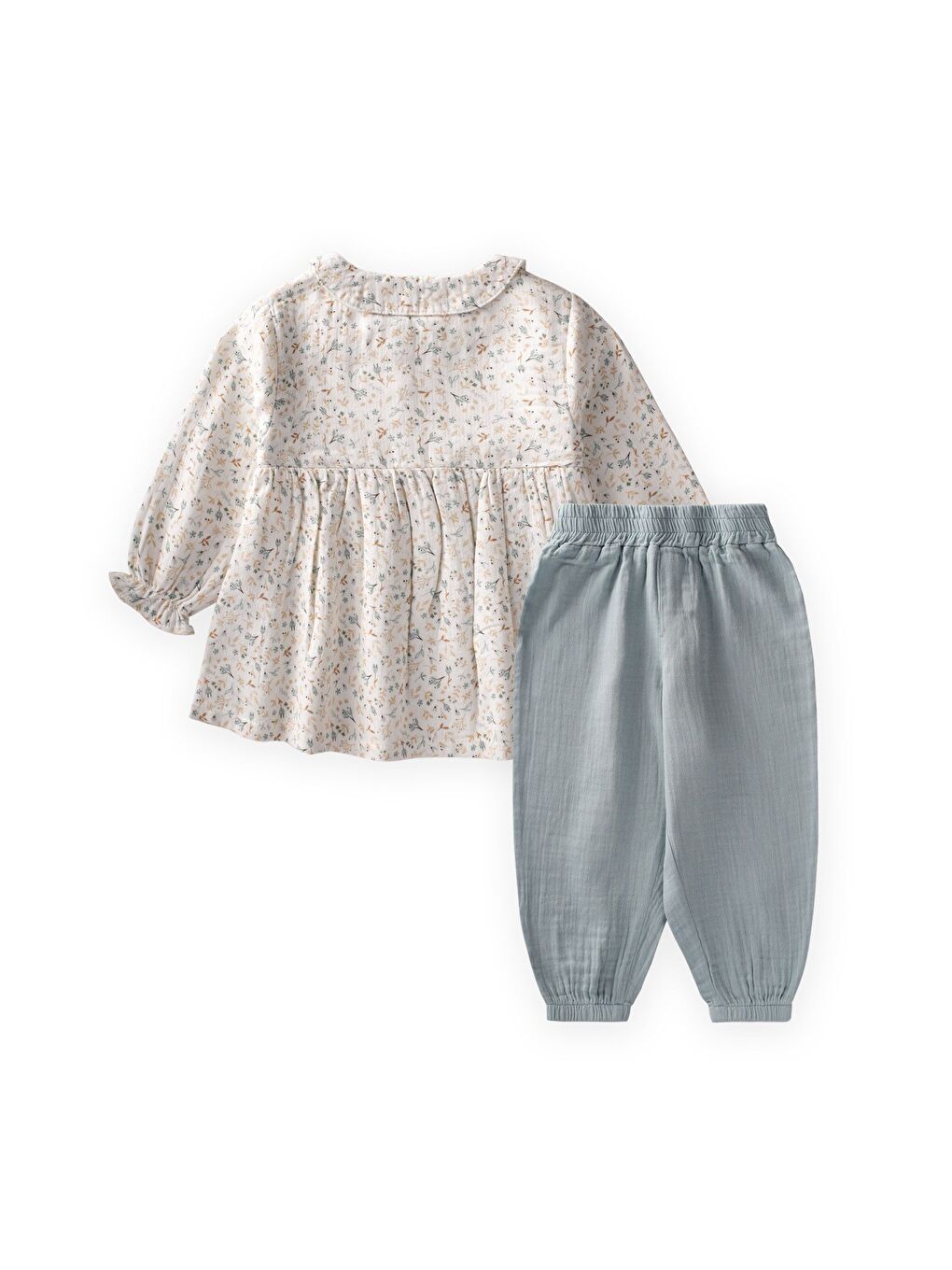 Müslin Şalvarlı Takım 1-8 Yaş Ekru-1