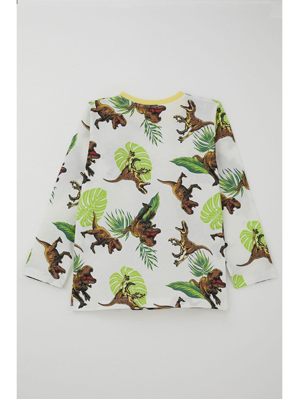 Erkek Çocuk Pijama Takımı Kükreyen Orman Dinozoru Beyaz (4-8 Yaş)-3