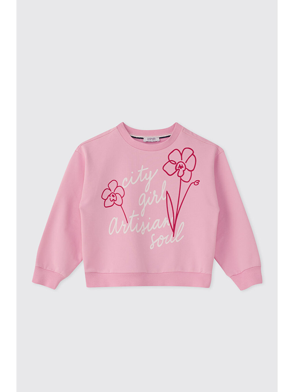 Kız Çocuk Nakışlı Pembe Sweatshirt-4