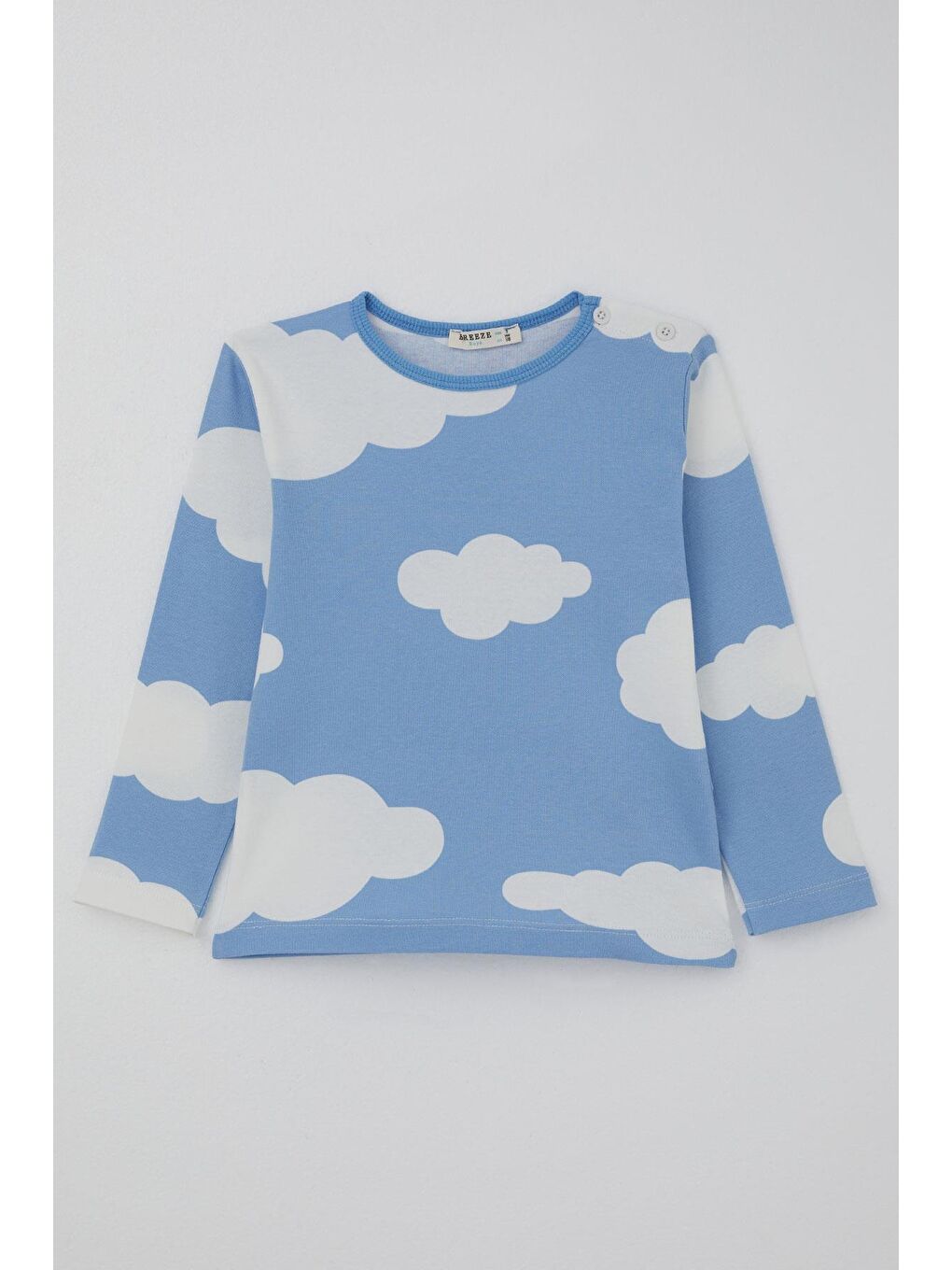 Erkek Çocuk Pijama Takımı Bulut Desenli Mavi (1-3 Yaş)-1