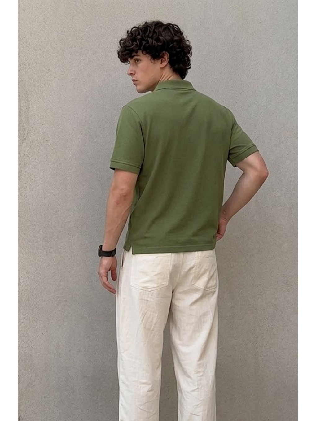 Erkek Klasik Haki Polo Yaka Tişört-4
