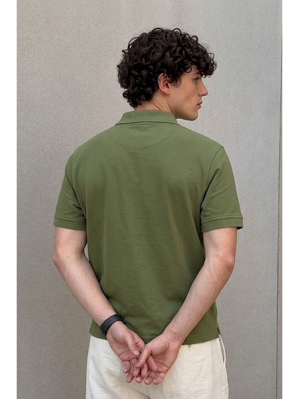 Erkek Klasik Haki Polo Yaka Tişört-5