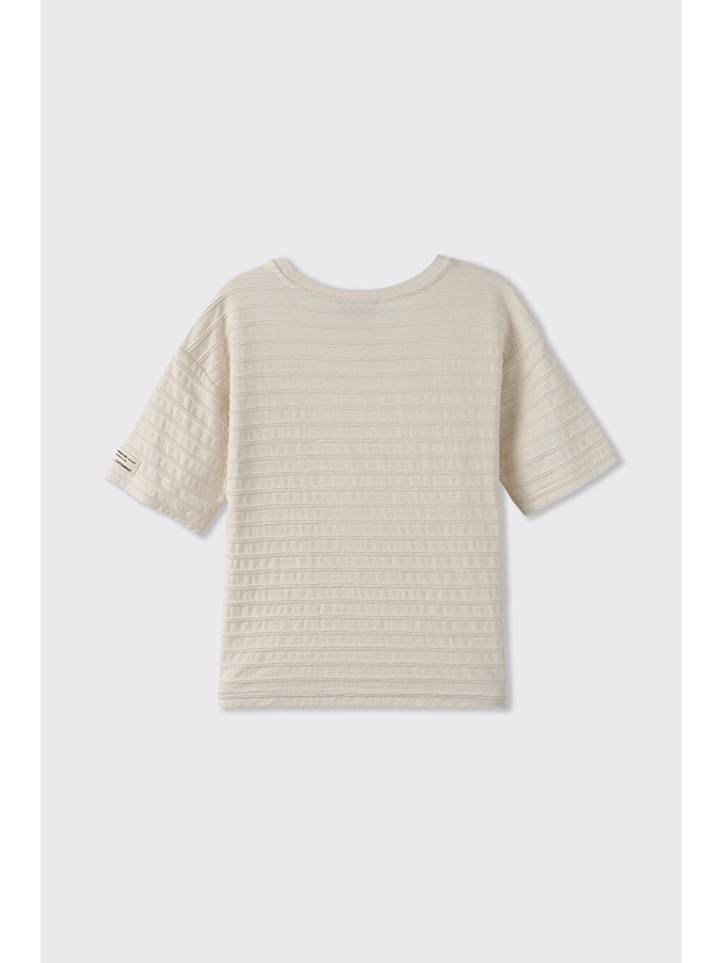 Erkek Çocuk Yakası Rıbanalı Kısa Kollu Bej Tişört-1