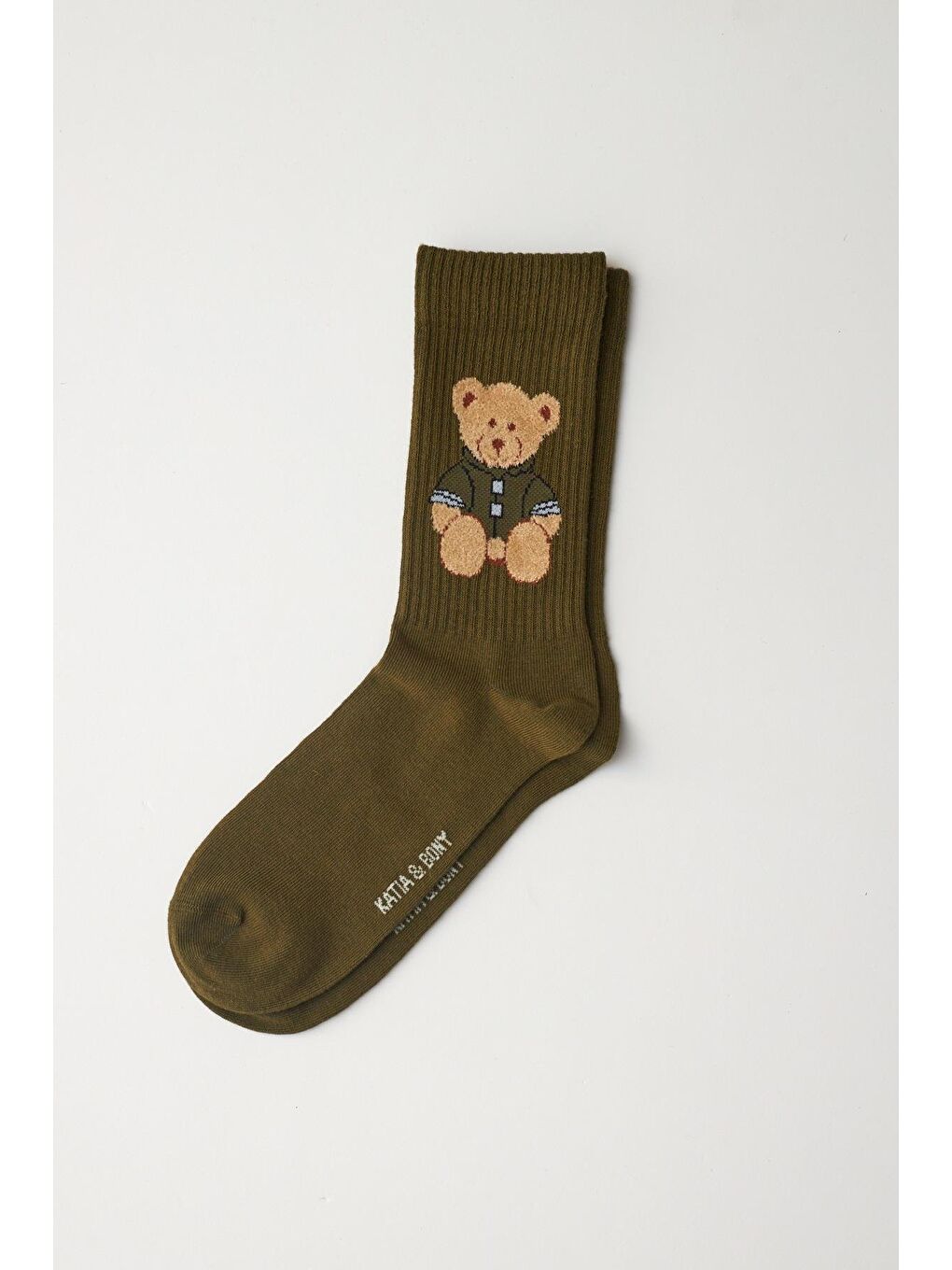 Teddy Desenli Soket Çorap Haki