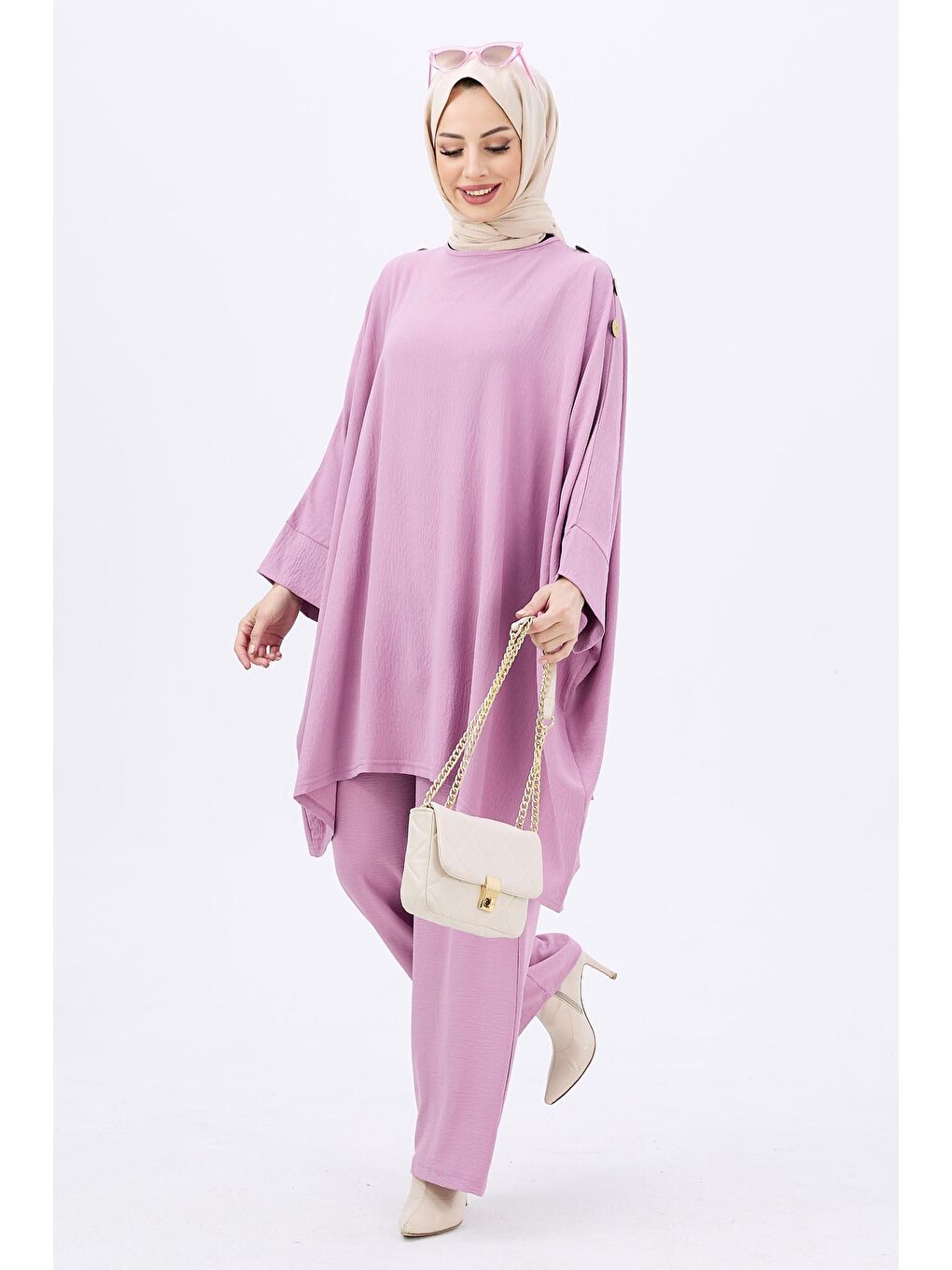 Orta Pembe Tunik Kadın Pantolon - 10552