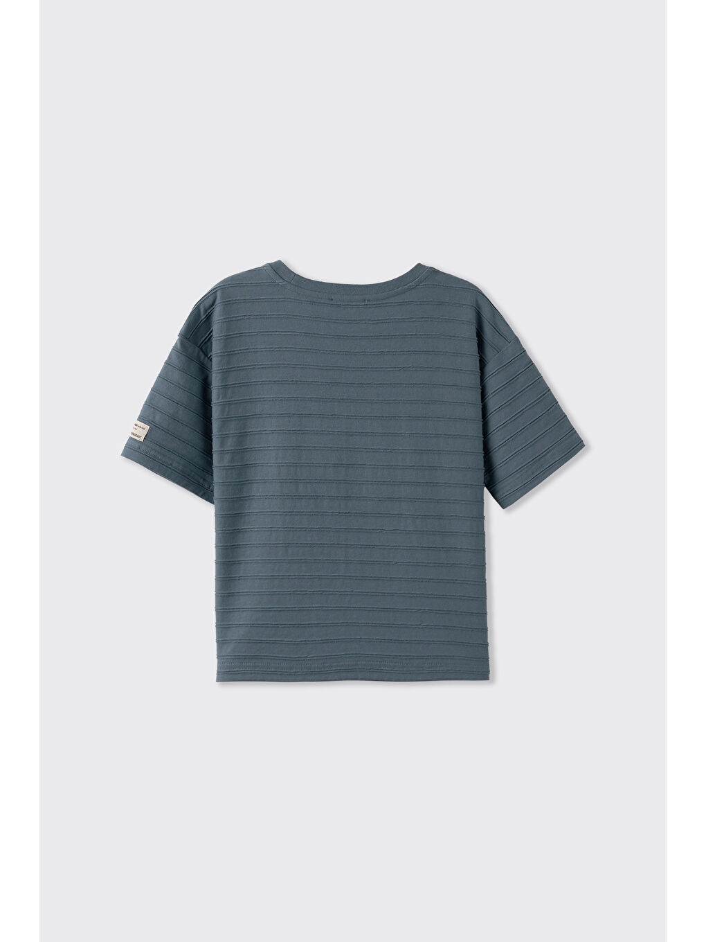 Erkek Çocuk Yakası Rıbanalı Kısa Kollu İndigo Tişört-1