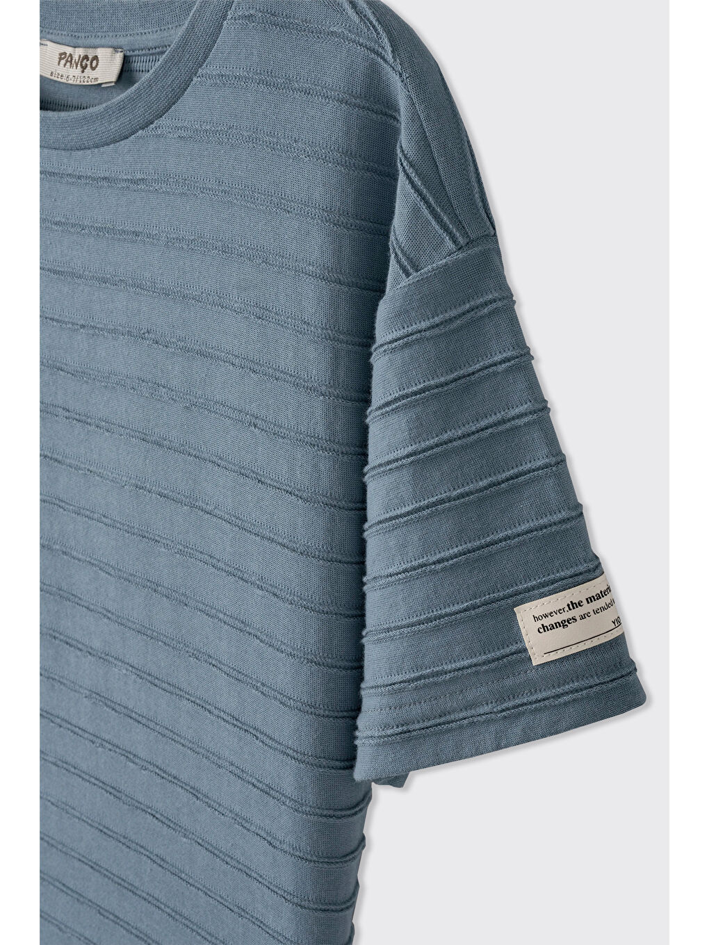 Erkek Çocuk Yakası Rıbanalı Kısa Kollu İndigo Tişört-2