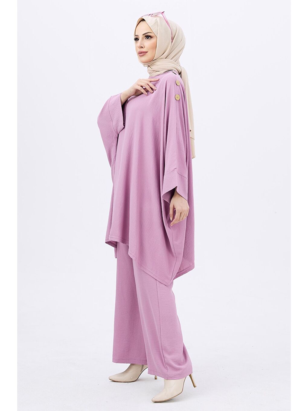 Orta Pembe Tunik Kadın Pantolon - 10552-2