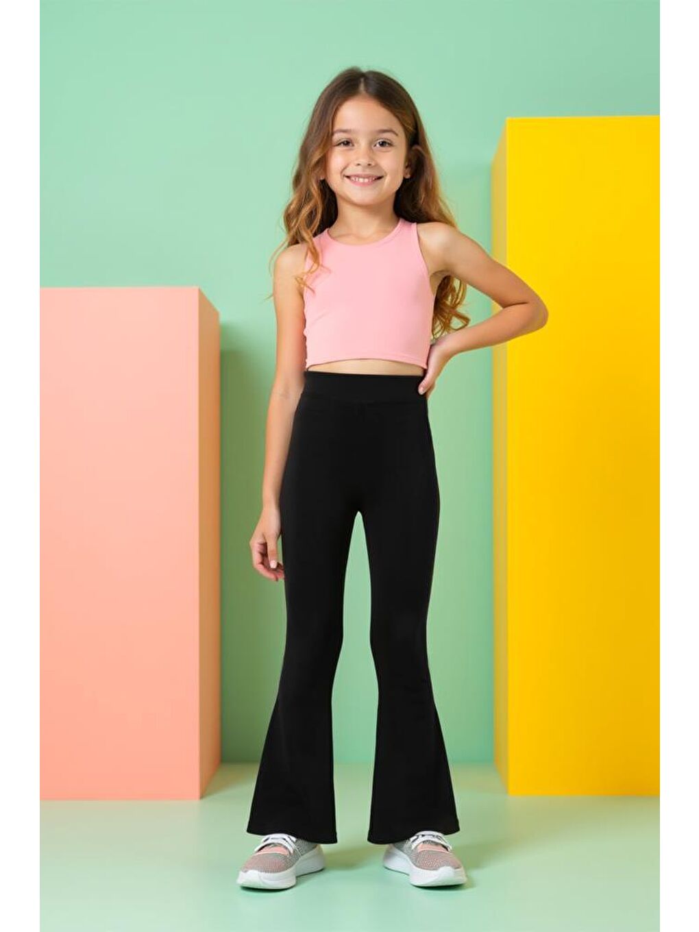 Siyah Kids DS LUNA ISPANYOL PAÇA ESNEK BEL ÇOCUK TAYT-1