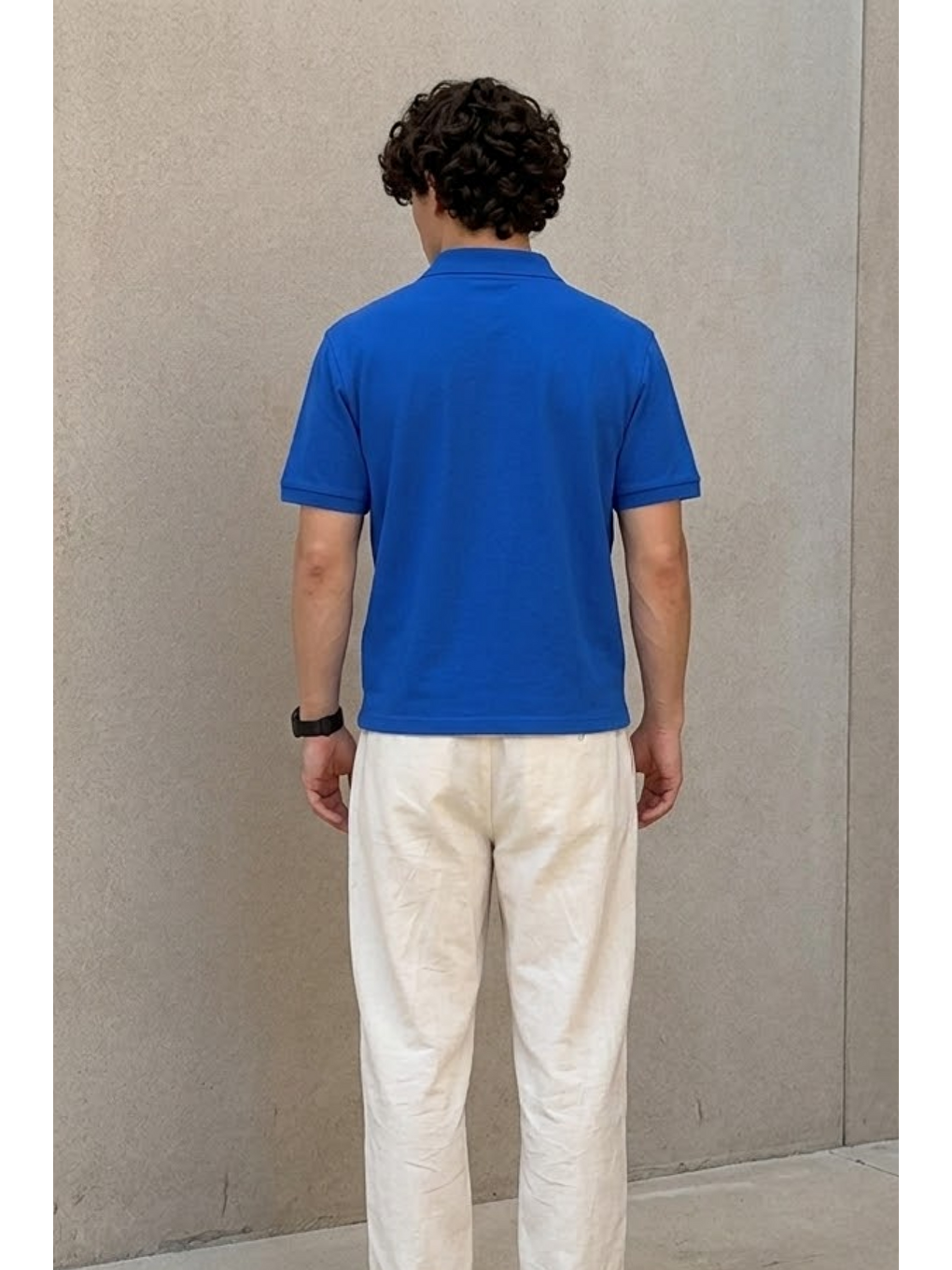 Erkek Klasik Mavi Polo Yaka Tişört-4