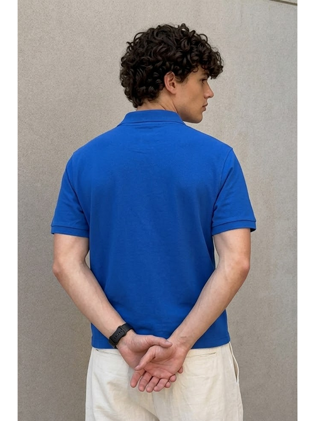 Erkek Klasik Mavi Polo Yaka Tişört-5
