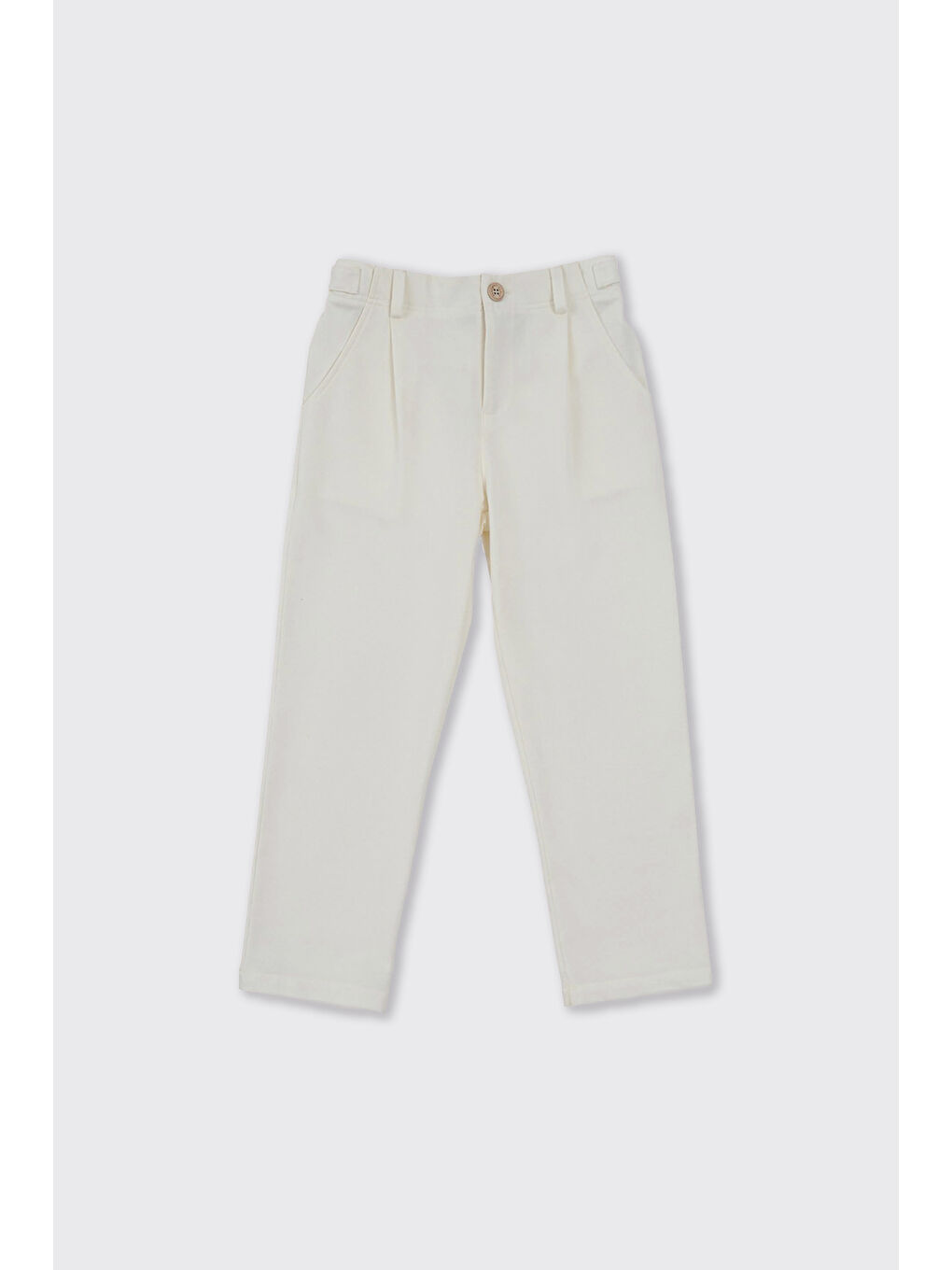 Erkek Çocuk Cepli Örme Ekru Pantolon