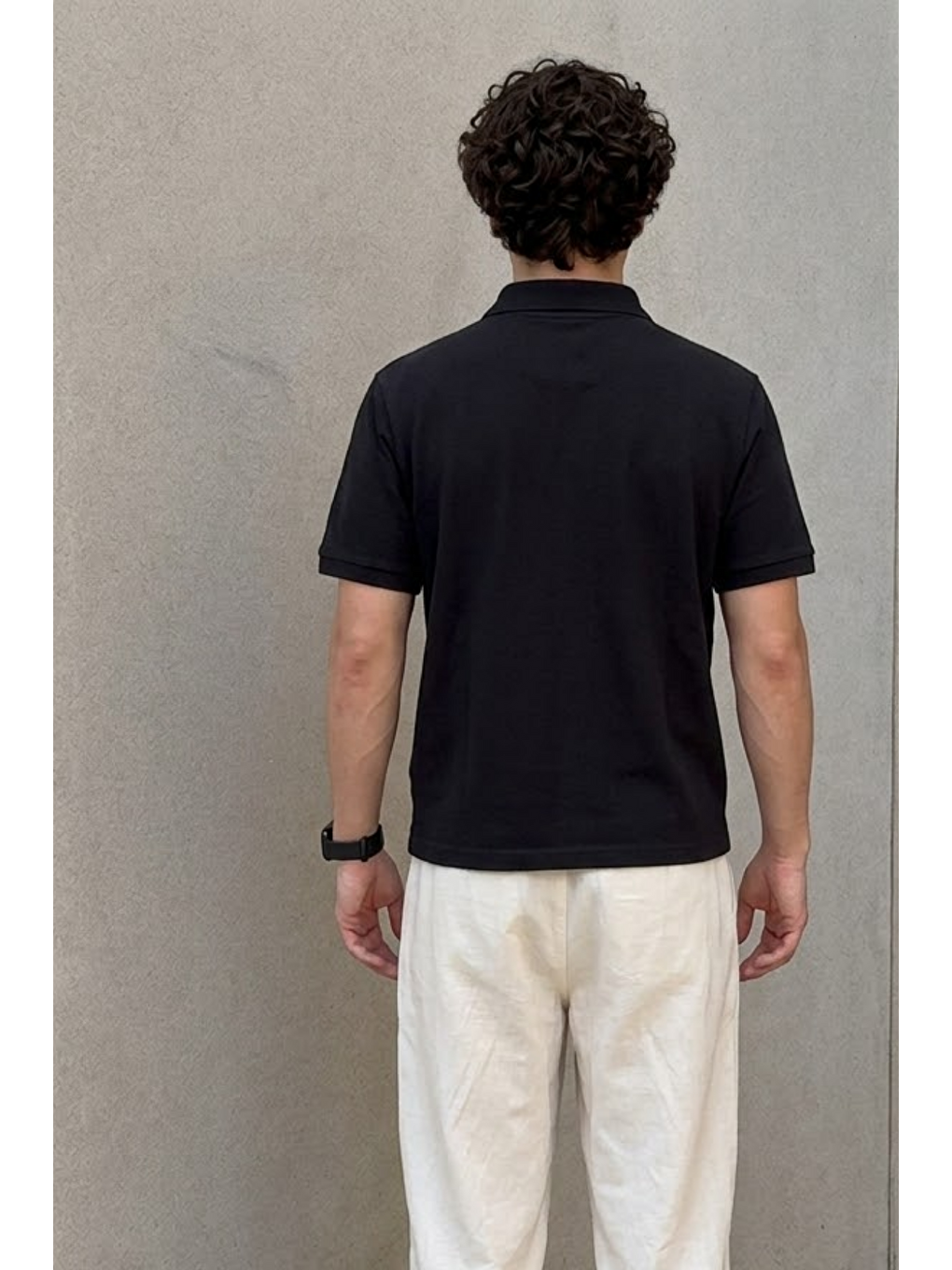 Erkek Klasik Siyah Polo Yaka Tişört-4
