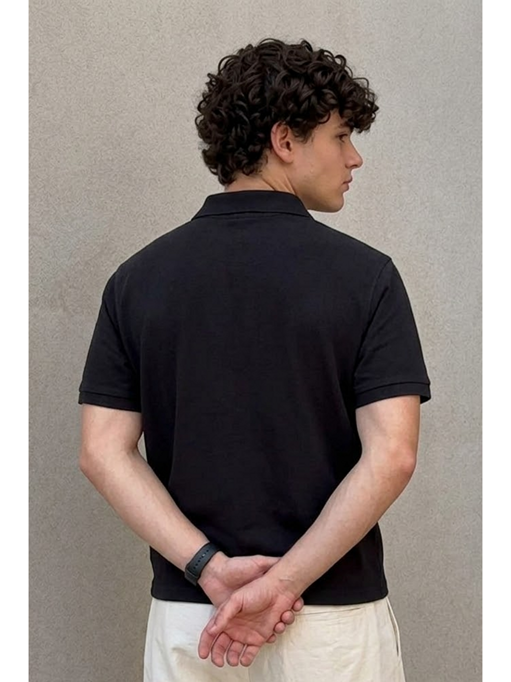 Erkek Klasik Siyah Polo Yaka Tişört-5