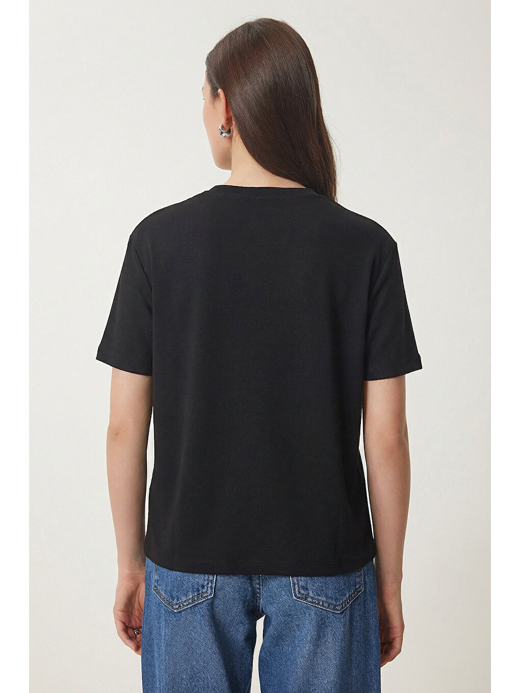 Siyah Basic Modal T-shirt SİYAH LMC0084-4