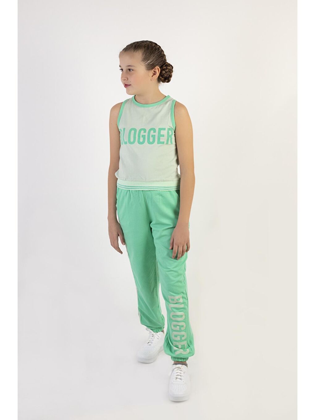 Harika KIDS Yeşil Kız Çocuk Crop Model Alt-Üst Takım-10-13 Yaş - 3