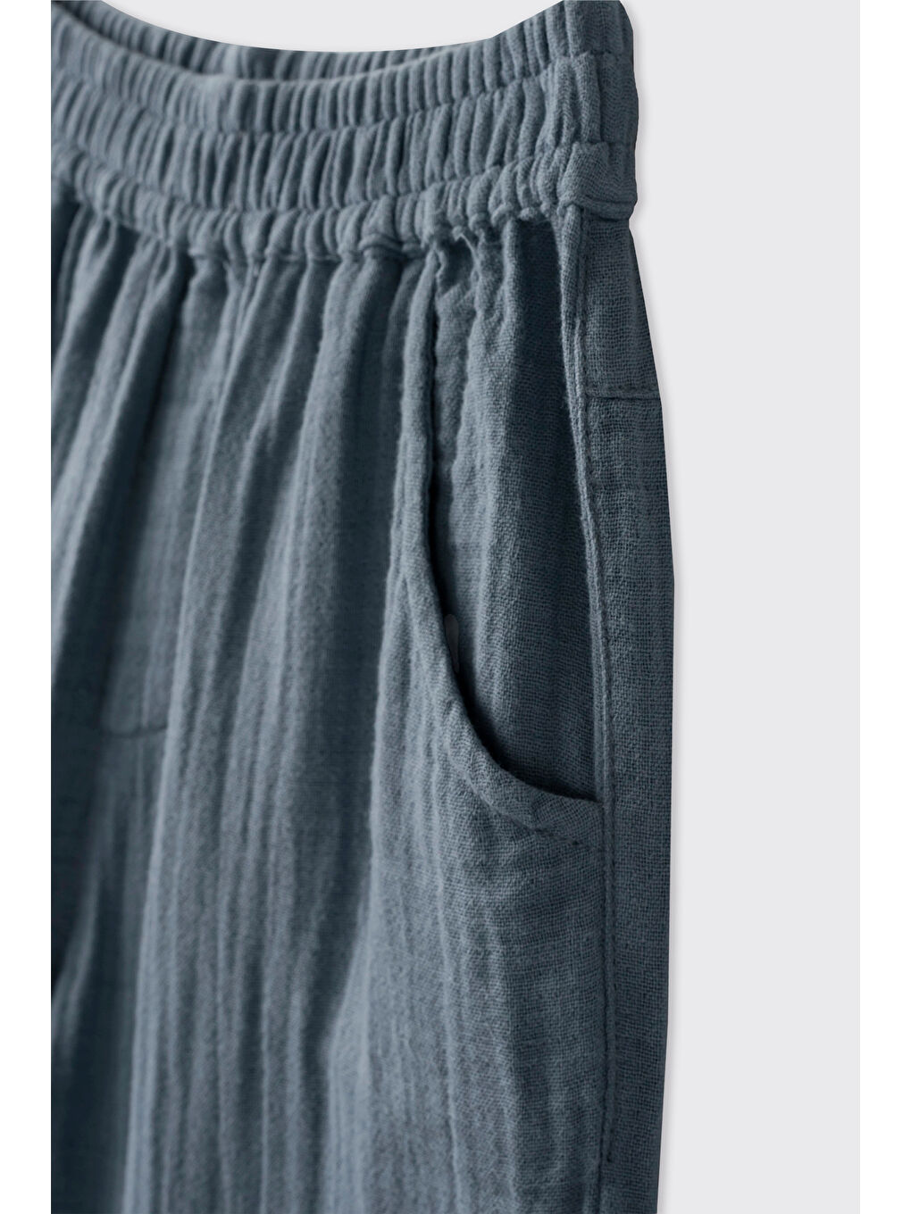 Erkek Çocuk Beli Lastikli Müslin İndigo Pantolon-3