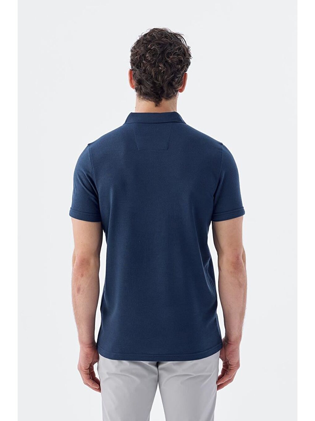 İndigo Fermuarlı Slim Fit Polo Yaka T-Shirt-3