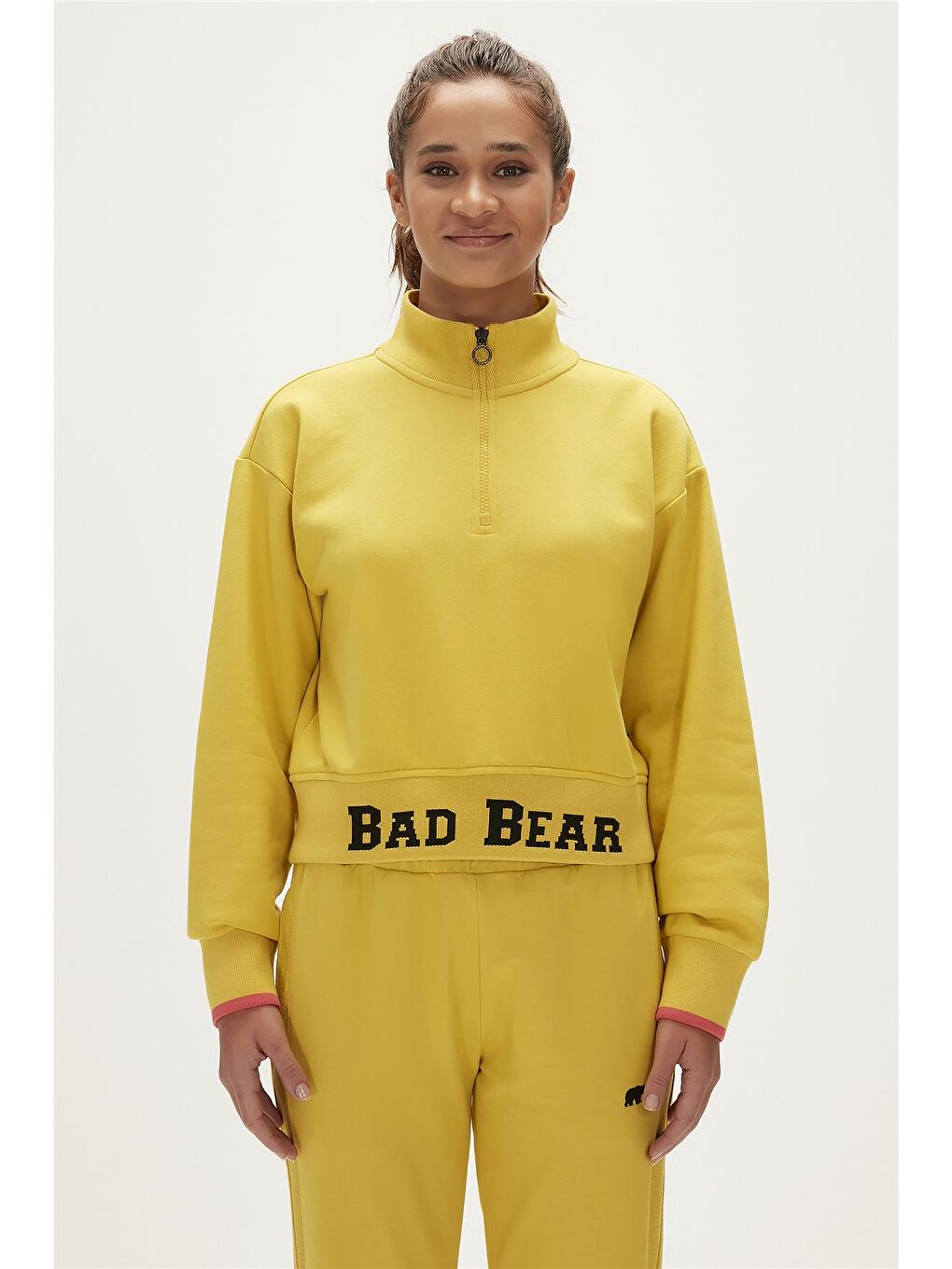 Bad Bear Sarı Zoe Half-Zip Cider Sarı Yarım Fermuarlı Kadın Sweatshirt