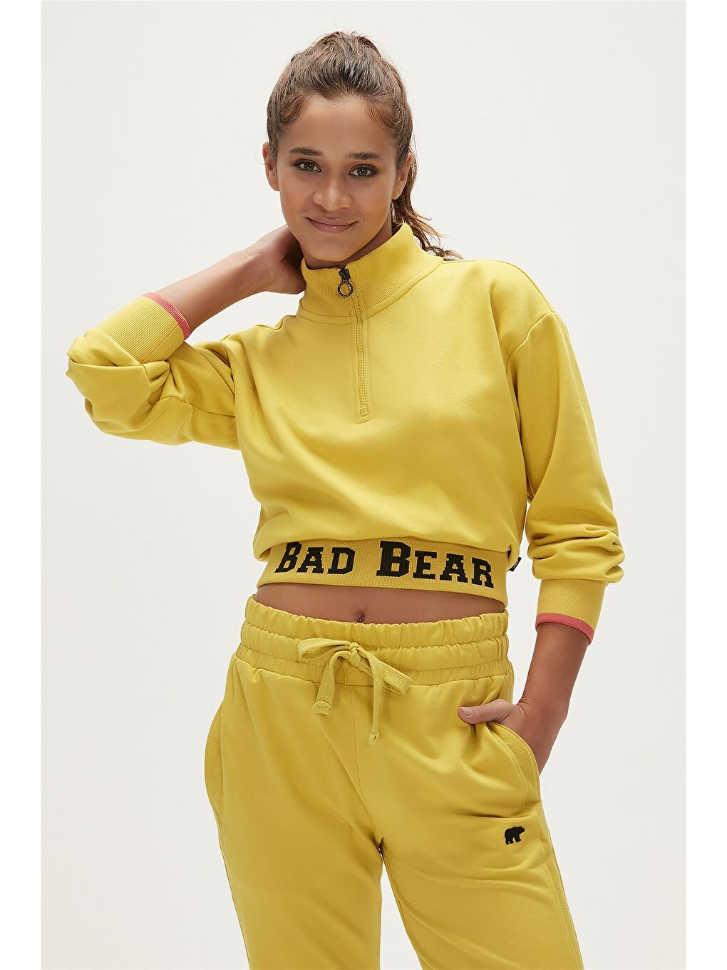 Bad Bear Sarı Zoe Half-Zip Cider Sarı Yarım Fermuarlı Kadın Sweatshirt - 1