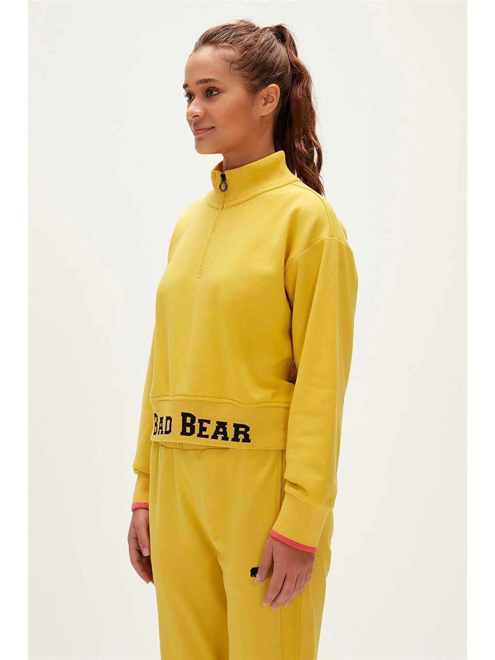 Bad Bear Zoe Half-Zip Cider Sarı Yarım Fermuarlı Kadın Sweatshirt - 4