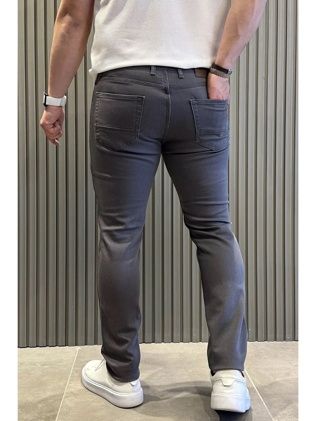 Gri Erkek Elastanlı Jean Pantolon-2