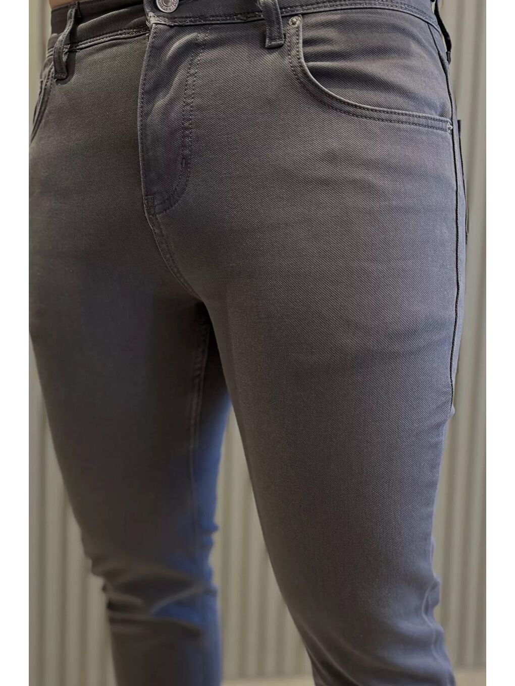 Gri Erkek Elastanlı Jean Pantolon-3