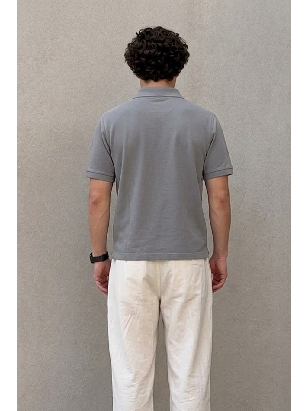 Erkek Klasik Gri Polo Yaka Tişört-4