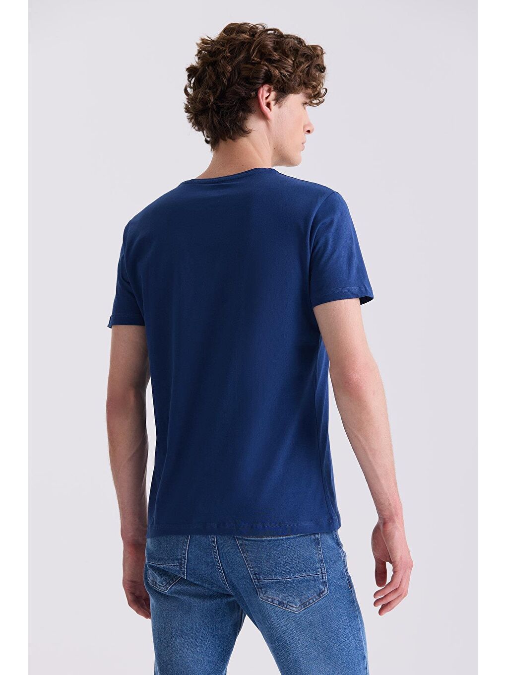 Lacivert Slim Fit Bisiklet Yaka T-Shirt-3