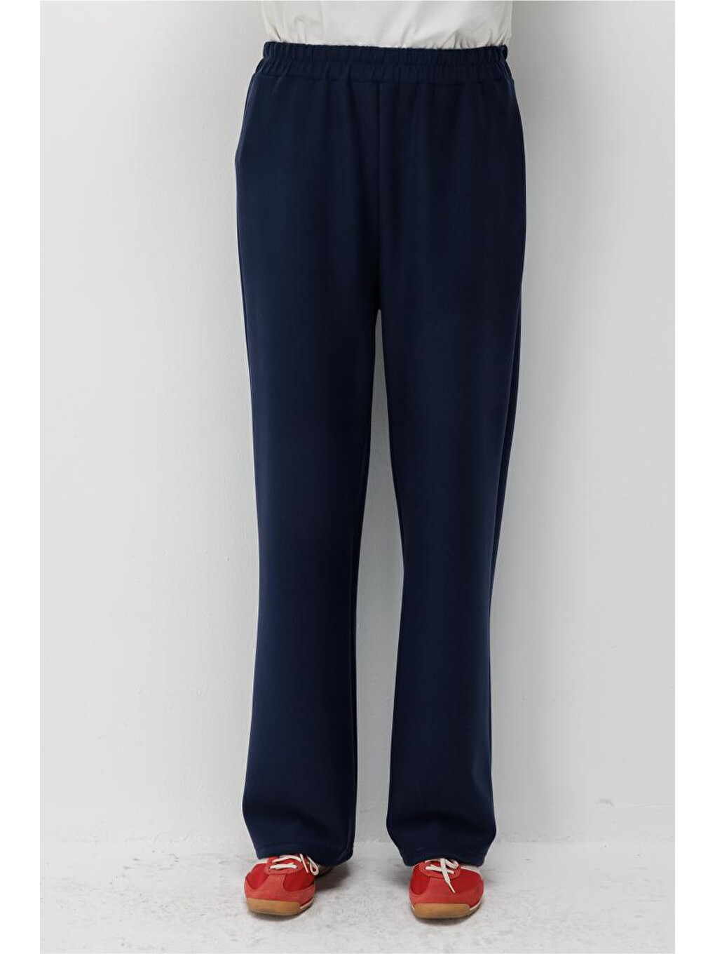 Modal Karışımlı Lastikli Örme Lacivert Pantolon-2