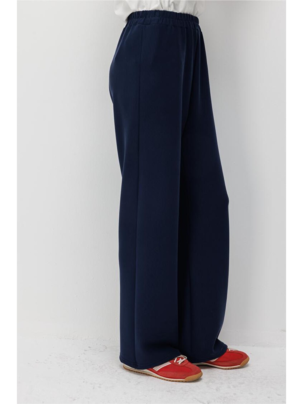 Modal Karışımlı Lastikli Örme Lacivert Pantolon-3