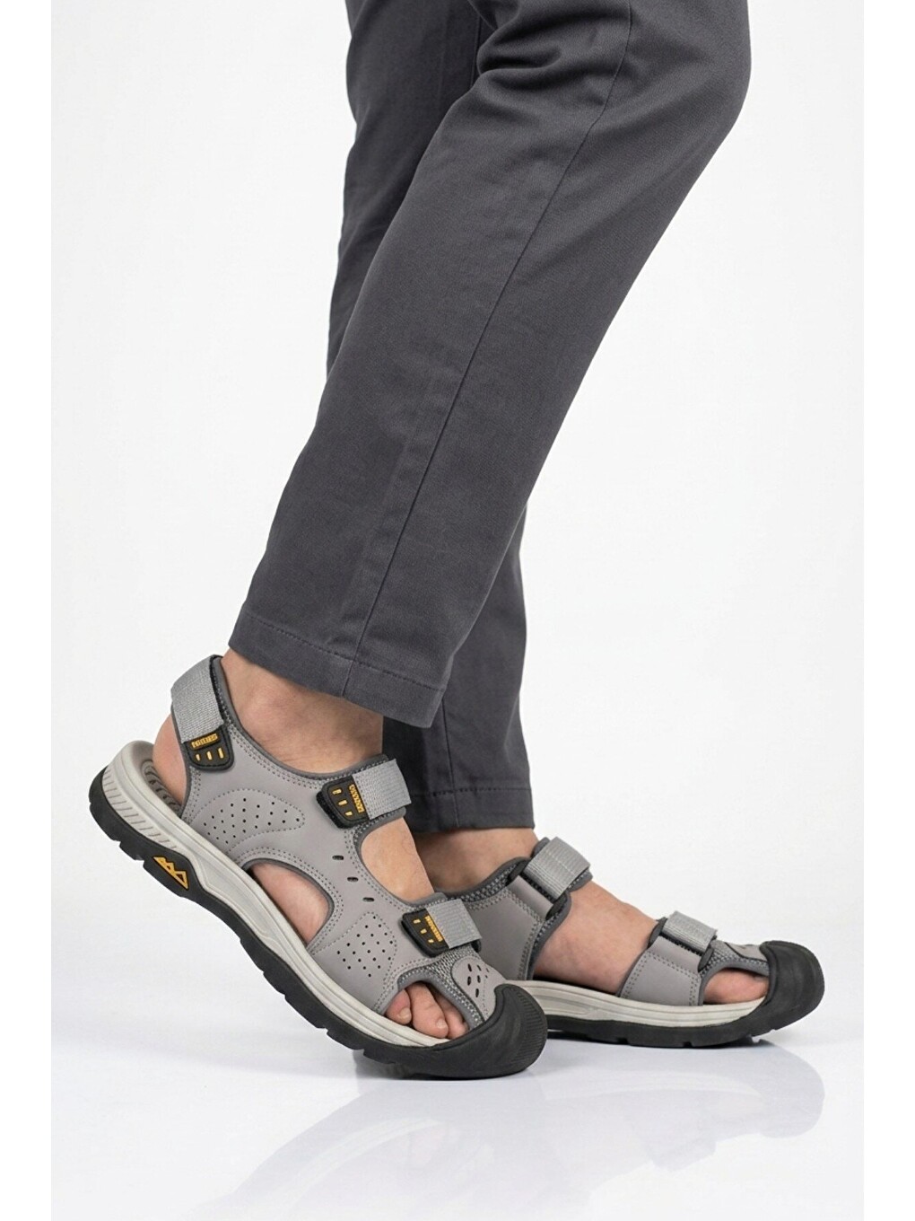 Erkek Outdoor Trekking Sandalet Kapalı Burun Cırtlı Günlük Yürüyüş Gri E337 M-1