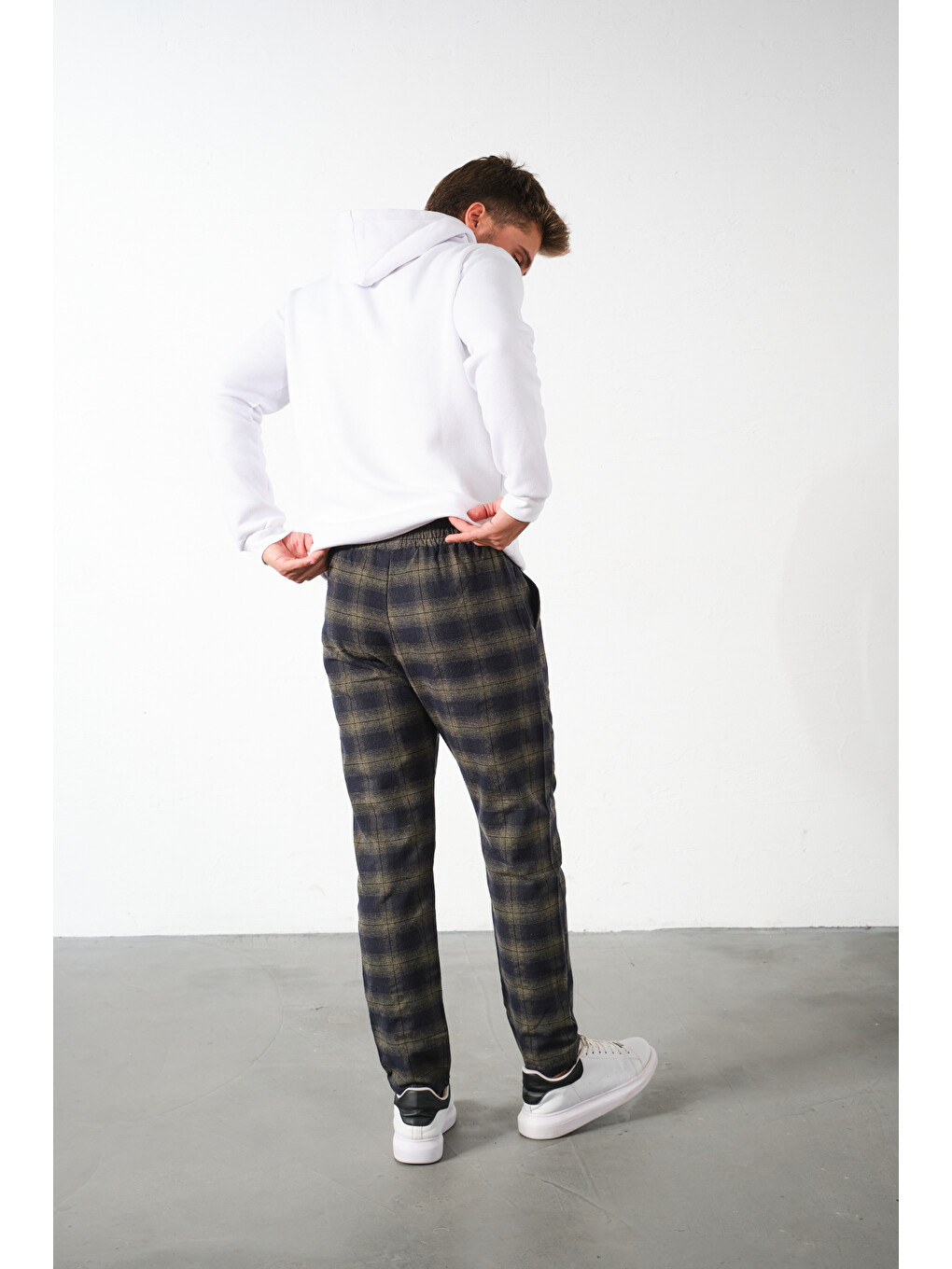 Haki Ekoseli Flanel Pijama Altı Rahat Kesim Dar Paça Pamuklu-4