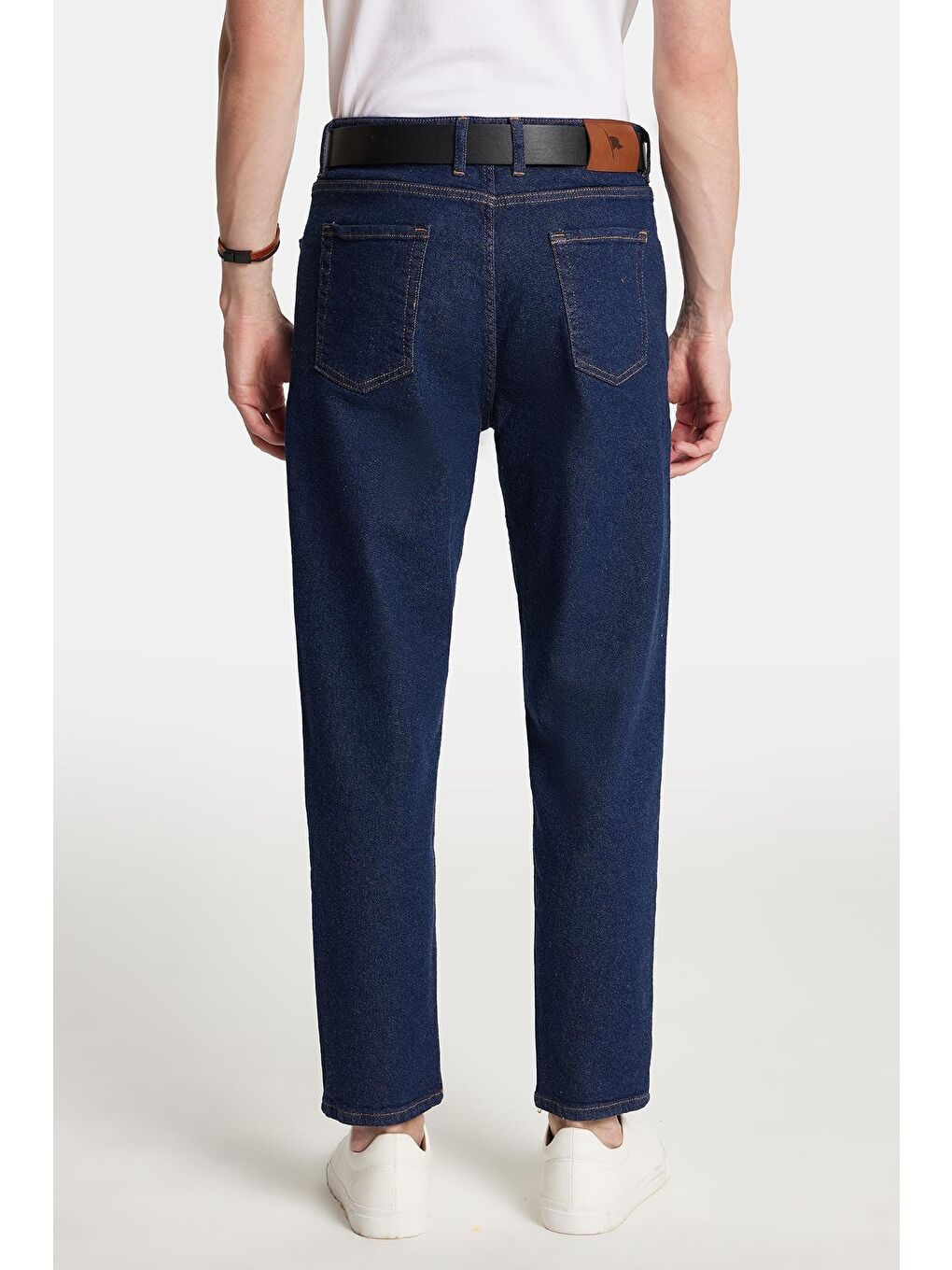 Erkek Regular Fit Bol Kesim Denim Yıkamalı Efektli Esnek Lacivert Jean Pantolon-4