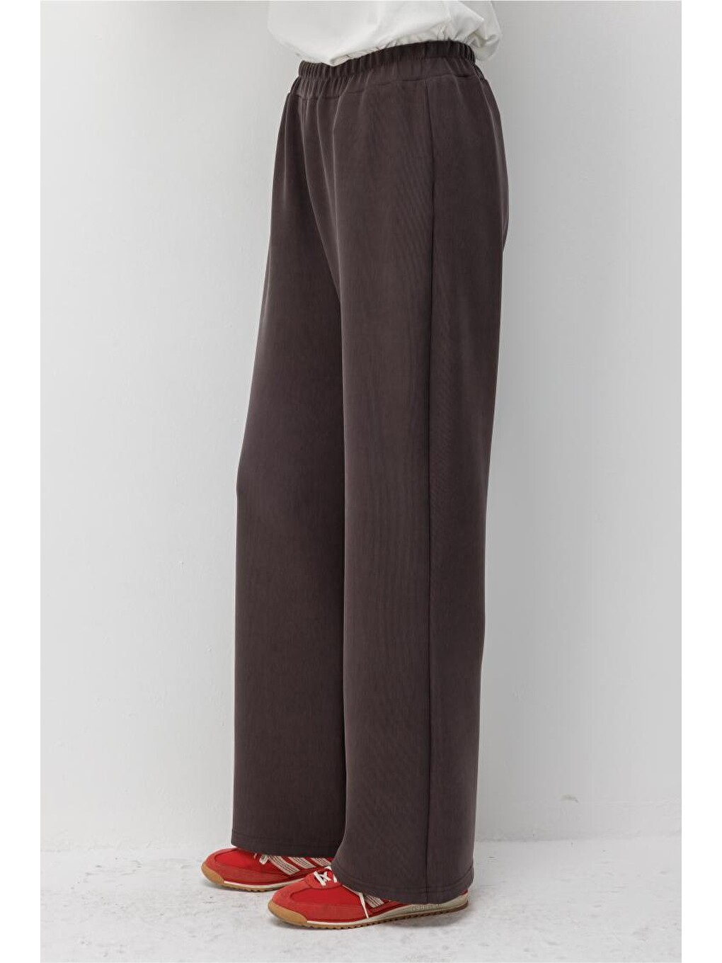 Kahverengi Modal Karışımlı Lastikli Örme Kahve Pantolon-3