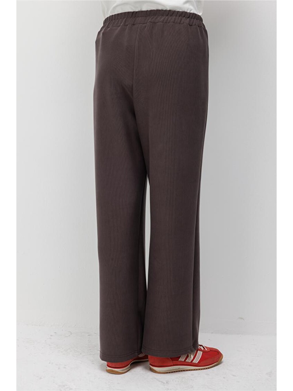 Kahverengi Modal Karışımlı Lastikli Örme Kahve Pantolon-4