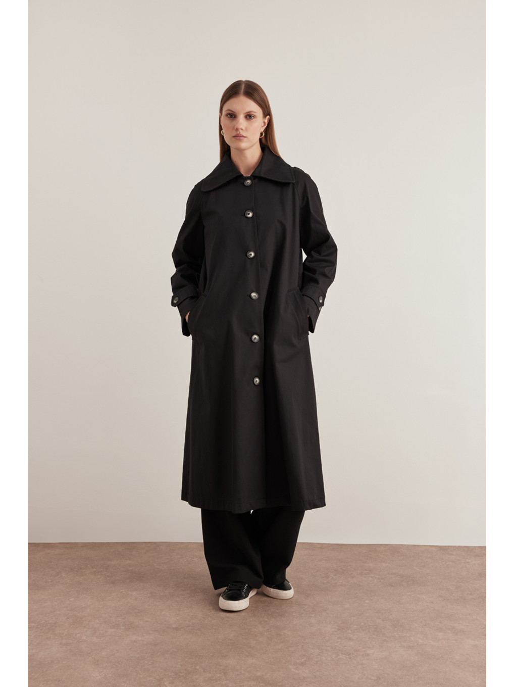 Siyah 7161112 Reglan Trençkot-1