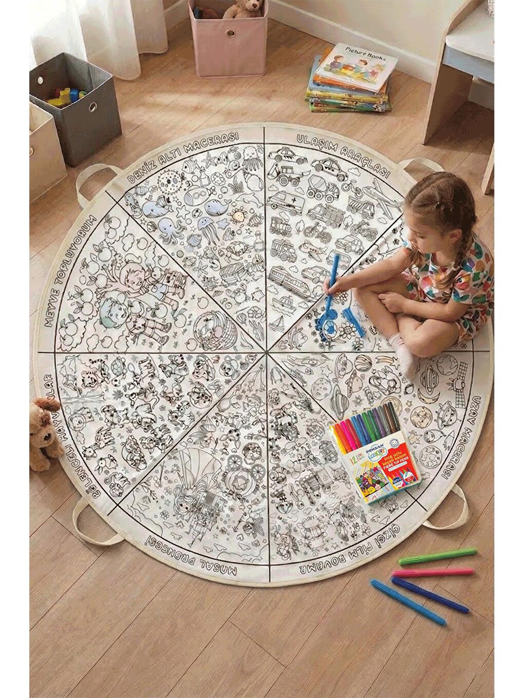 Eğitici Boyama Halısı - Zeka Geliştirici Aktivite Seti - Tekrar Boyanabilir V2-4