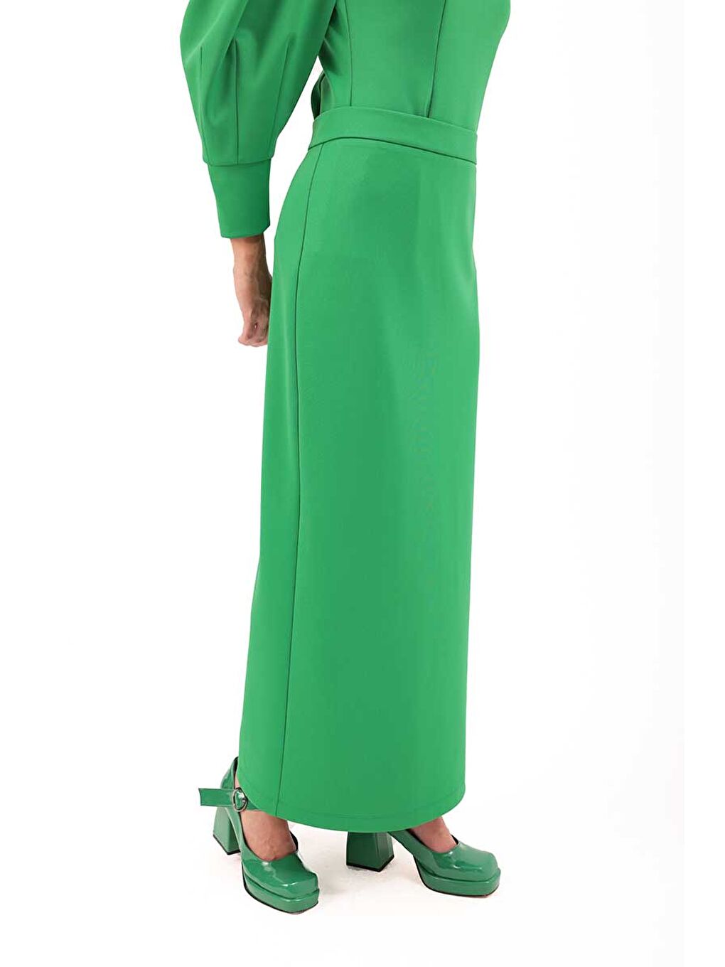 Yeşil Kemerli Kalem Etek-1