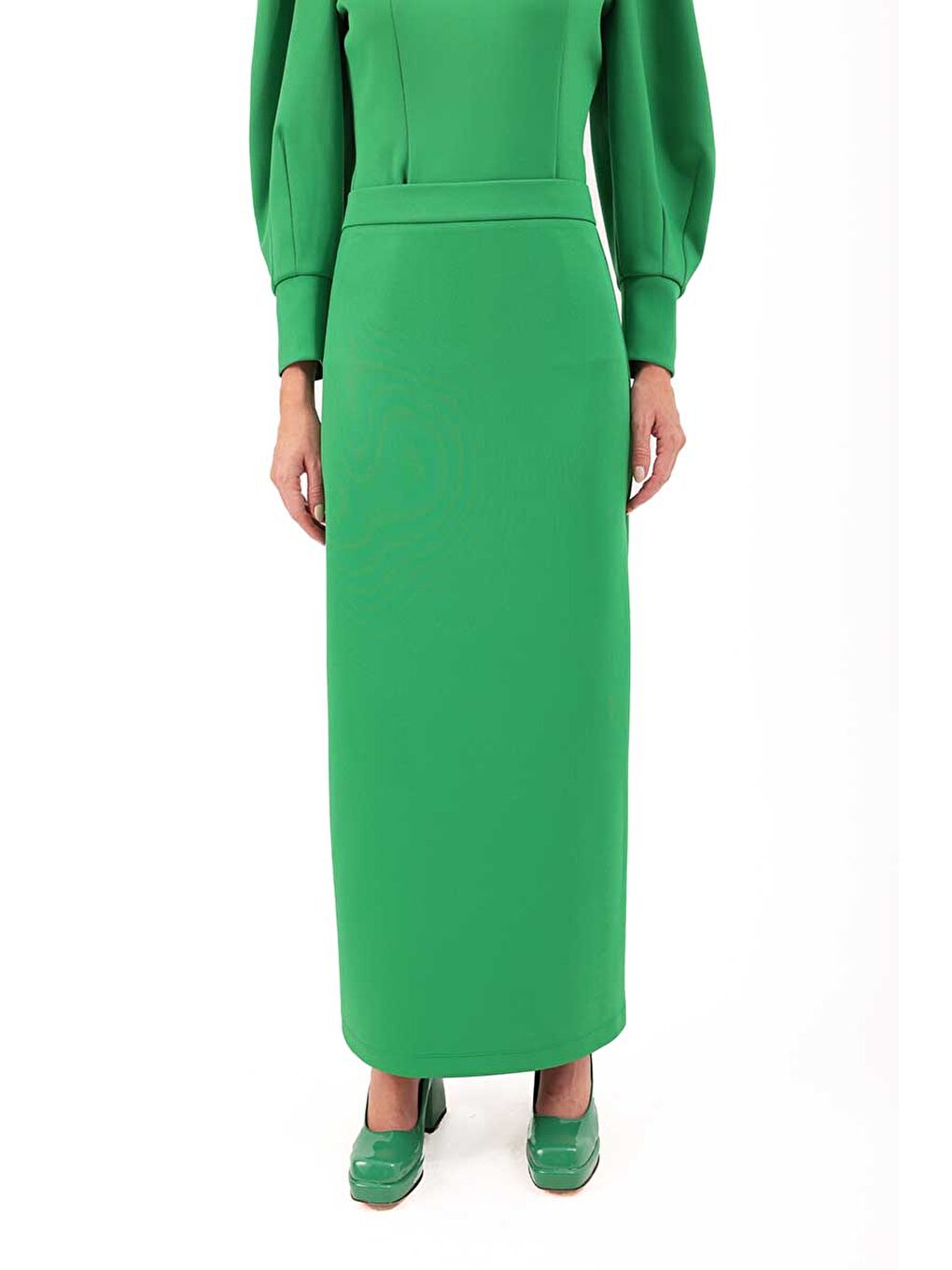 Yeşil Kemerli Kalem Etek-2