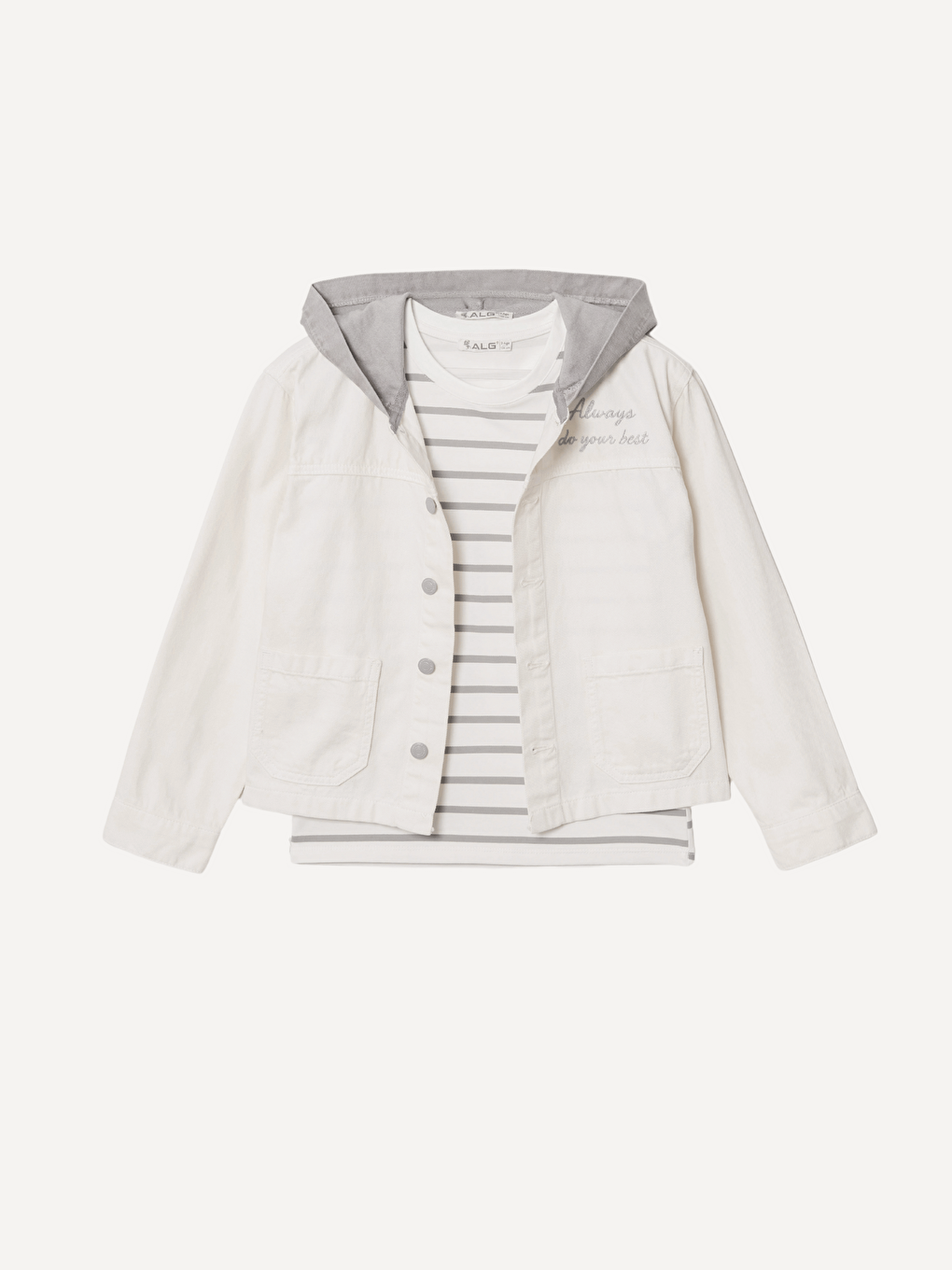 Beyaz Pamuklu Ceket Pantolon Tişörtlü Erkek Çocuk 3lü Takım-2