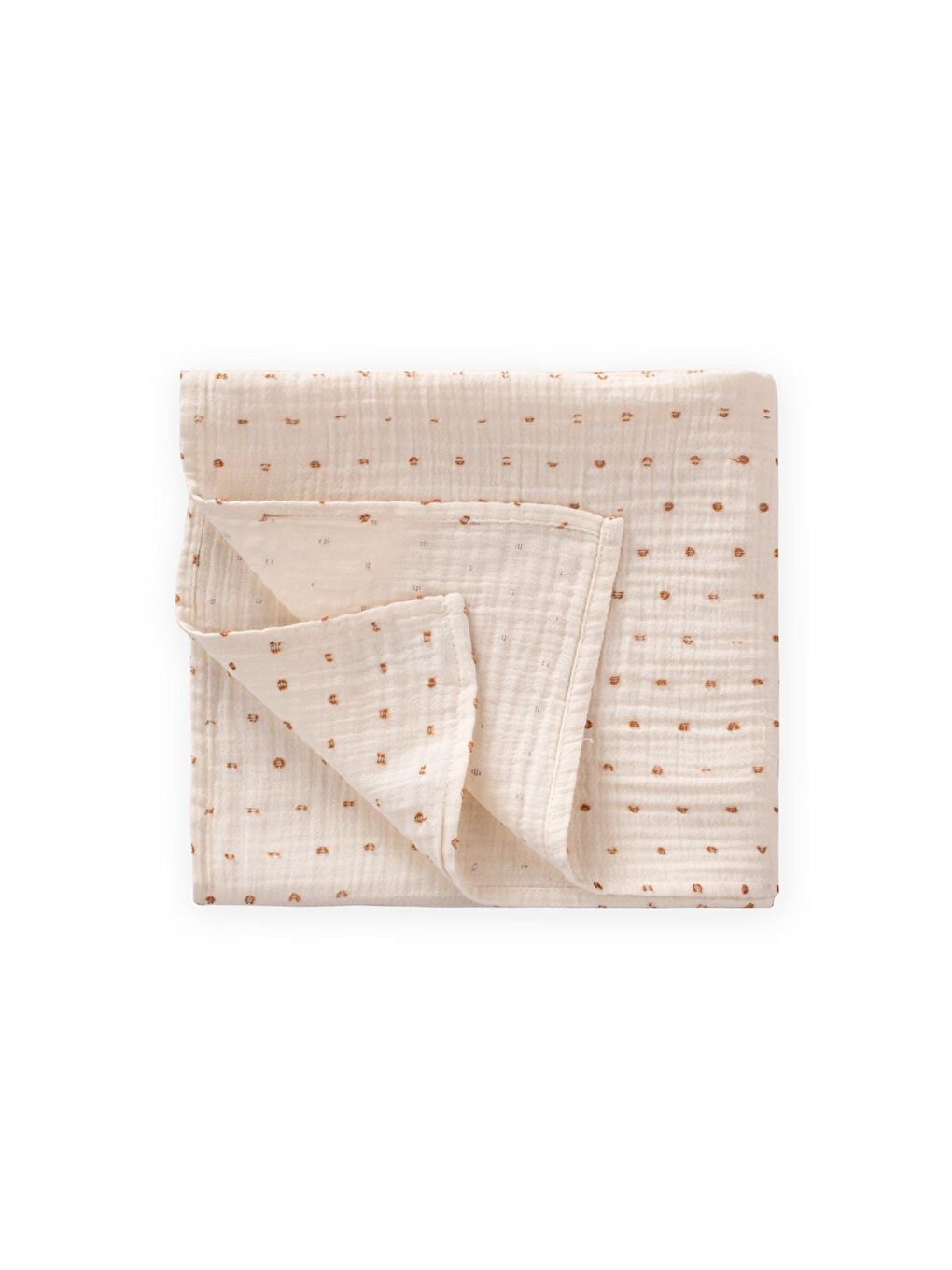 Kahverengi Naturel Puantiyeli Müslin Battaniye 90X100 Cm Kahve