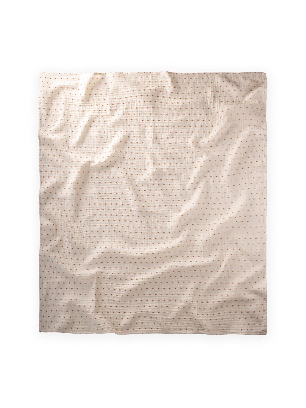 Kahverengi Naturel Puantiyeli Müslin Battaniye 90X100 Cm Kahve-1