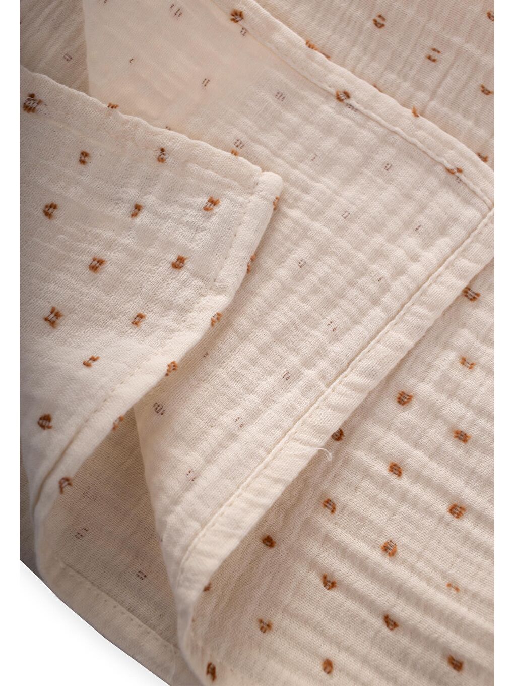 Kahverengi Naturel Puantiyeli Müslin Battaniye 90X100 Cm Kahve-2