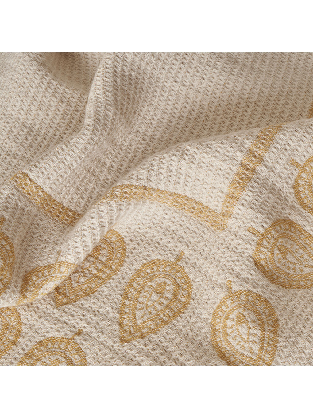 Ekru %100 Pamuk Indian Art Jakarlı Çift Kişilik Yatak Örtüsü Seti Krem (240x260 cm)-3