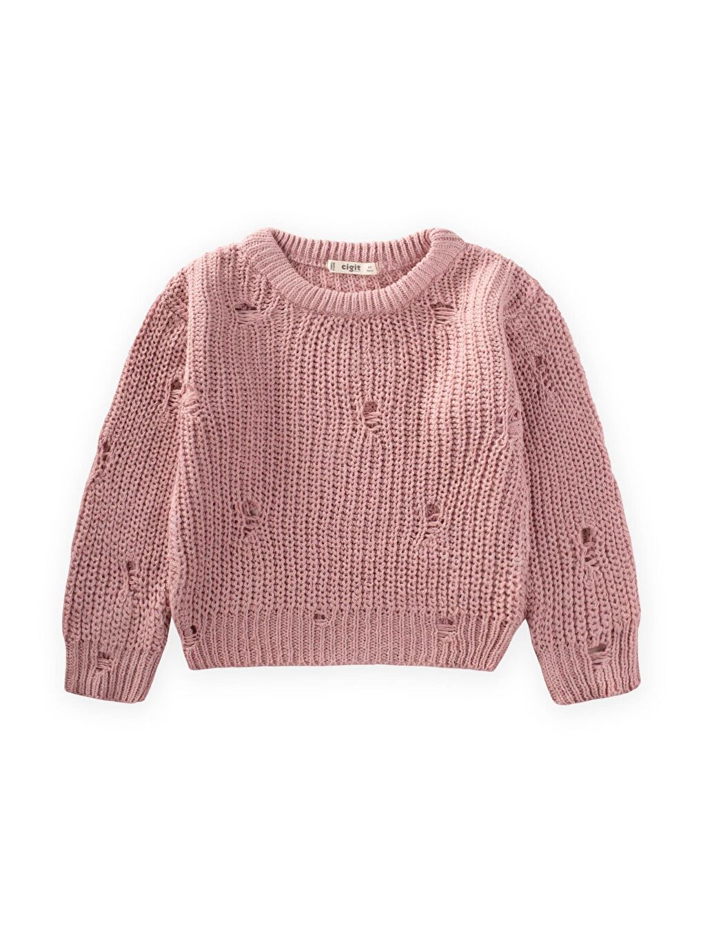 Pembe Kız Çocuk Triko Kazak-1