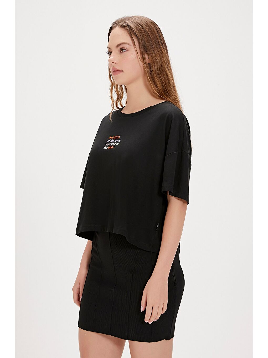 Town Siyah Baskılı Kadın Tişört-2